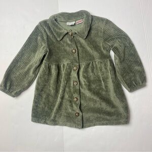 Zara Micro Fleece Ribbed Olive Green Dress